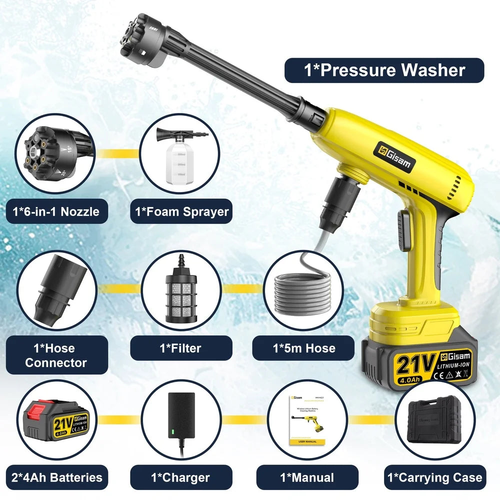 Cordless Pressure Washer with 6-in-1 Nozzle