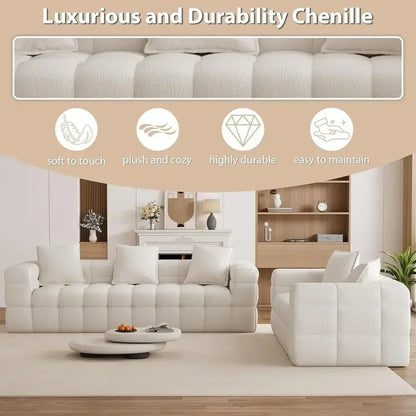 Cloud Sherpa Couch Set with 5 Pillows