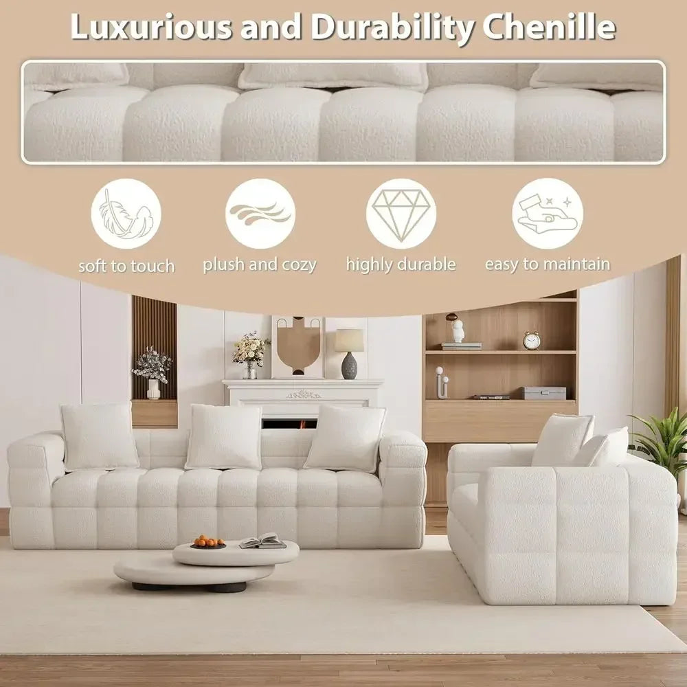 Cloud Sherpa Couch Set with 5 Pillows