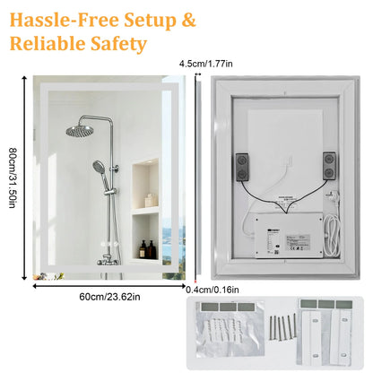 50/60/100/120cm LED Bathroom Mirror Built-in Bluetooth Speaker