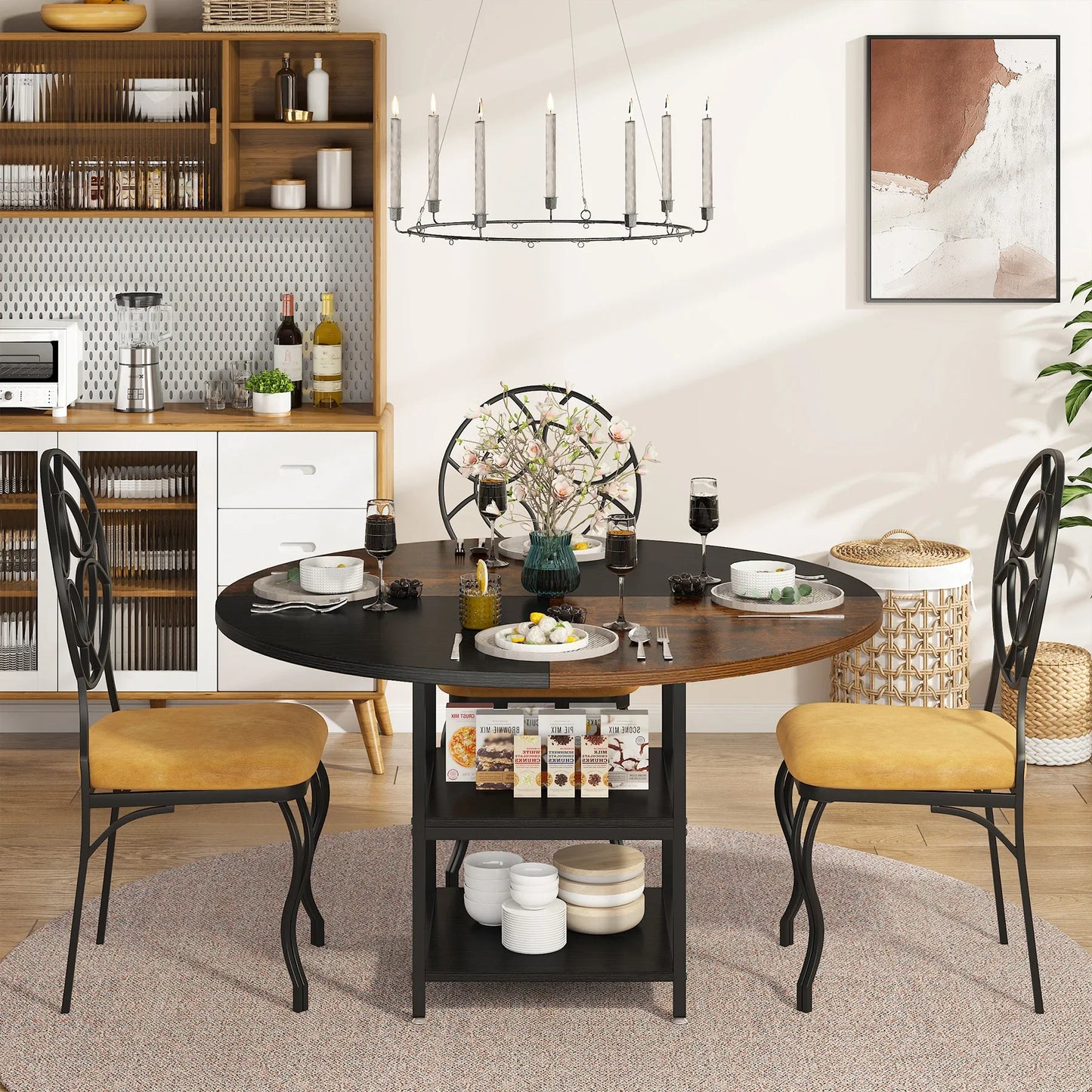 47-inch Round Dining Table for 4