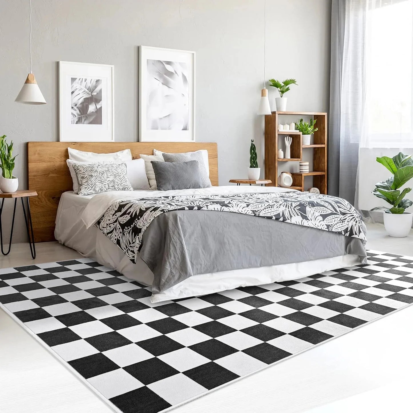 Checkered Area Rugs for Living Room Bedroom