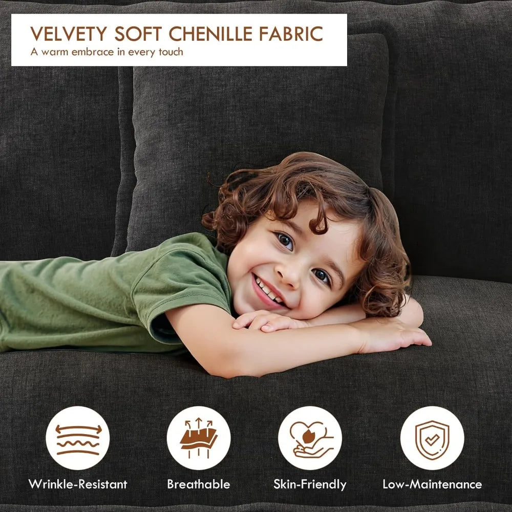 111.4” Cloud Couch, Modular Sectional Sofa with Ottoman