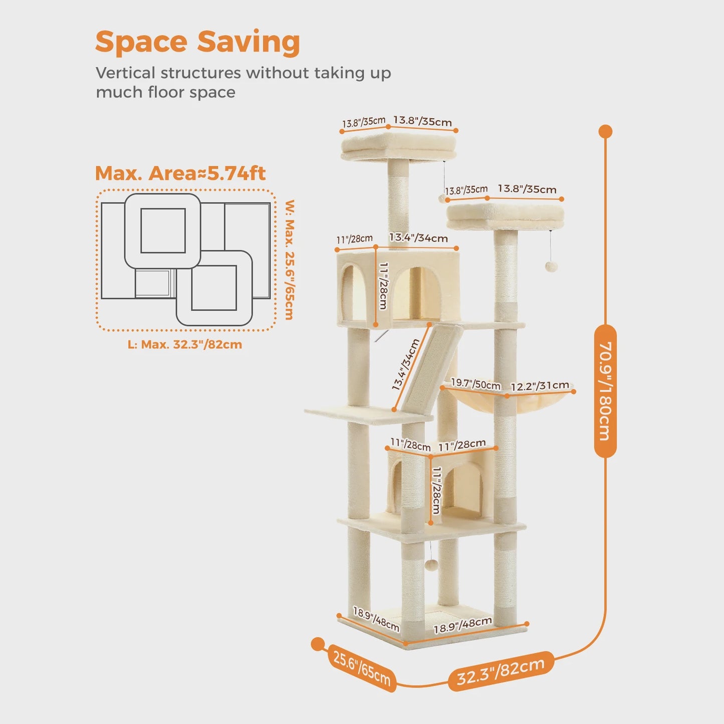 Multi-Level Plush Cat Condo with Scratching Posts