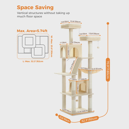 Multi-Level Plush Cat Condo with Scratching Posts