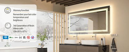 40x24 Inch LED Mirror with Front Light and Backlit