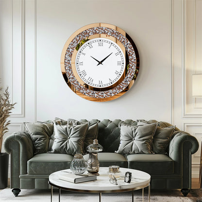 Crush Diamond Mirrored Wall Clock for Wall Decoration