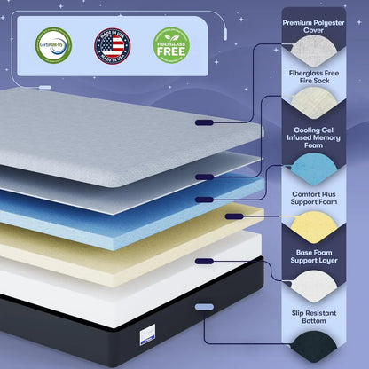 10-inch Medium Split King Gel Memory Foam Mattress in a Box
