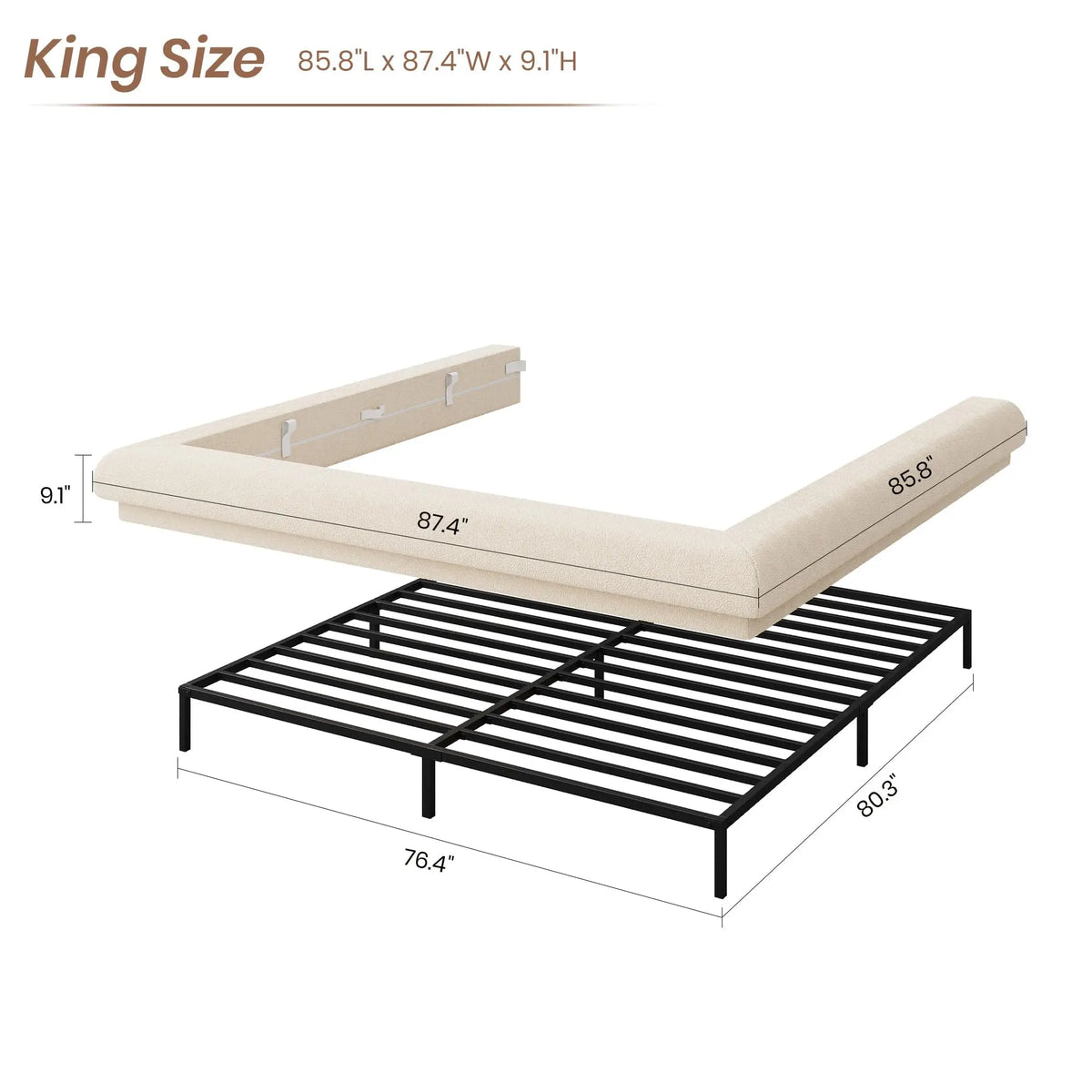 Full Queen King Cloud Platform Bed Frame