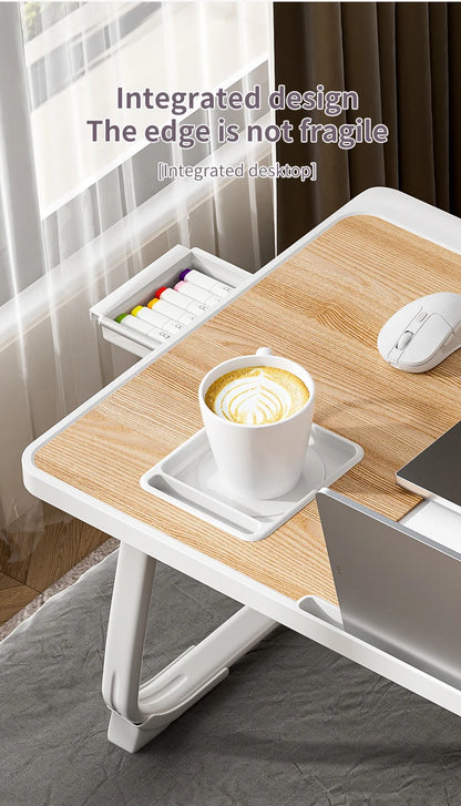 Foldable laptop desk with sturdy desk drawers