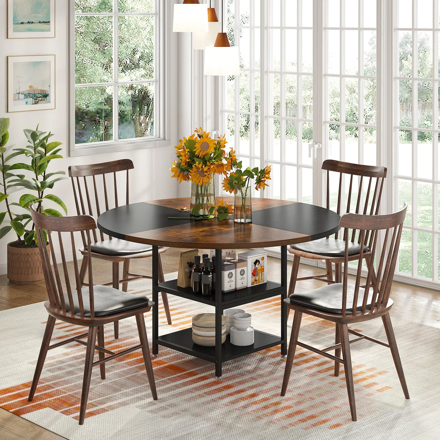 47-inch Round Dining Table for 4