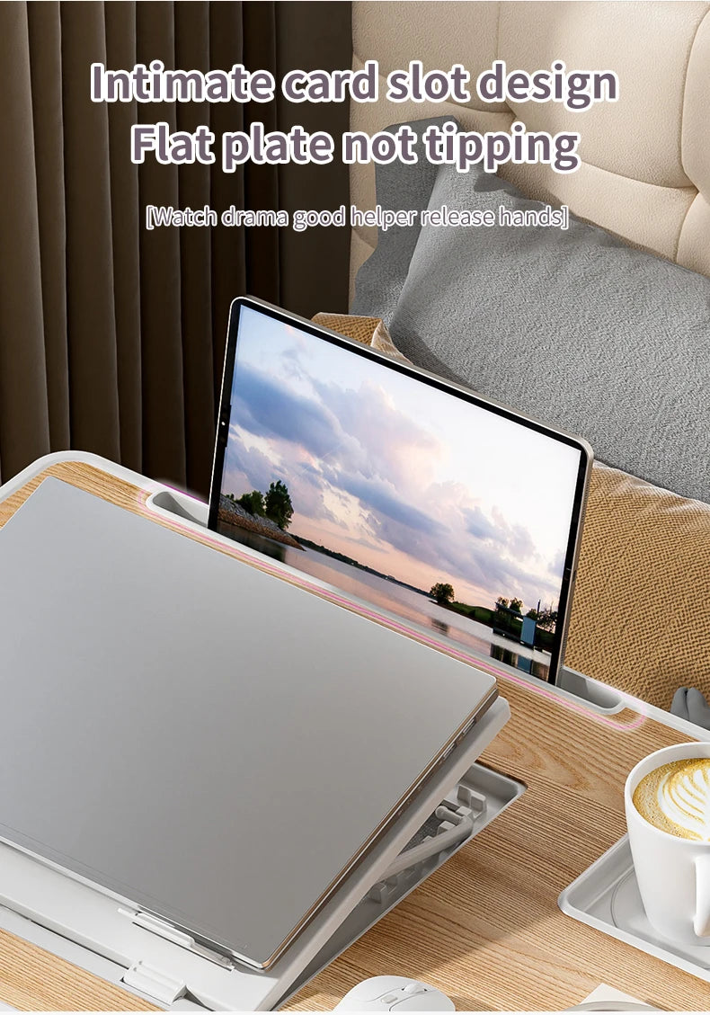 Foldable laptop desk with sturdy desk drawers