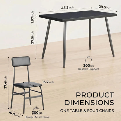 Modern Kitchen Table with Chairs 5-Piece Set