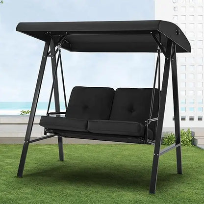 2 Seat Outdoor Patio Swing Chair Adjustable Canopy