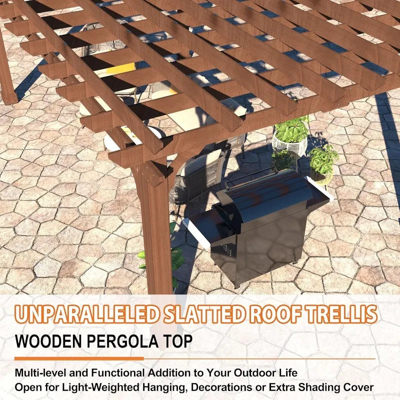 12x16 FT Cedar Pergola with Flat Roof