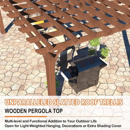 12x16 FT Cedar Pergola with Flat Roof