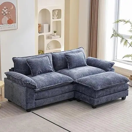 86" Modular Sectional Sofa with Ottoman Throw Pillows