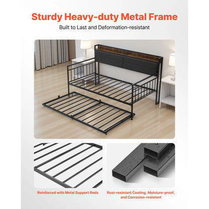 Twin/Full Size Daybed Frame w/ Charging Station