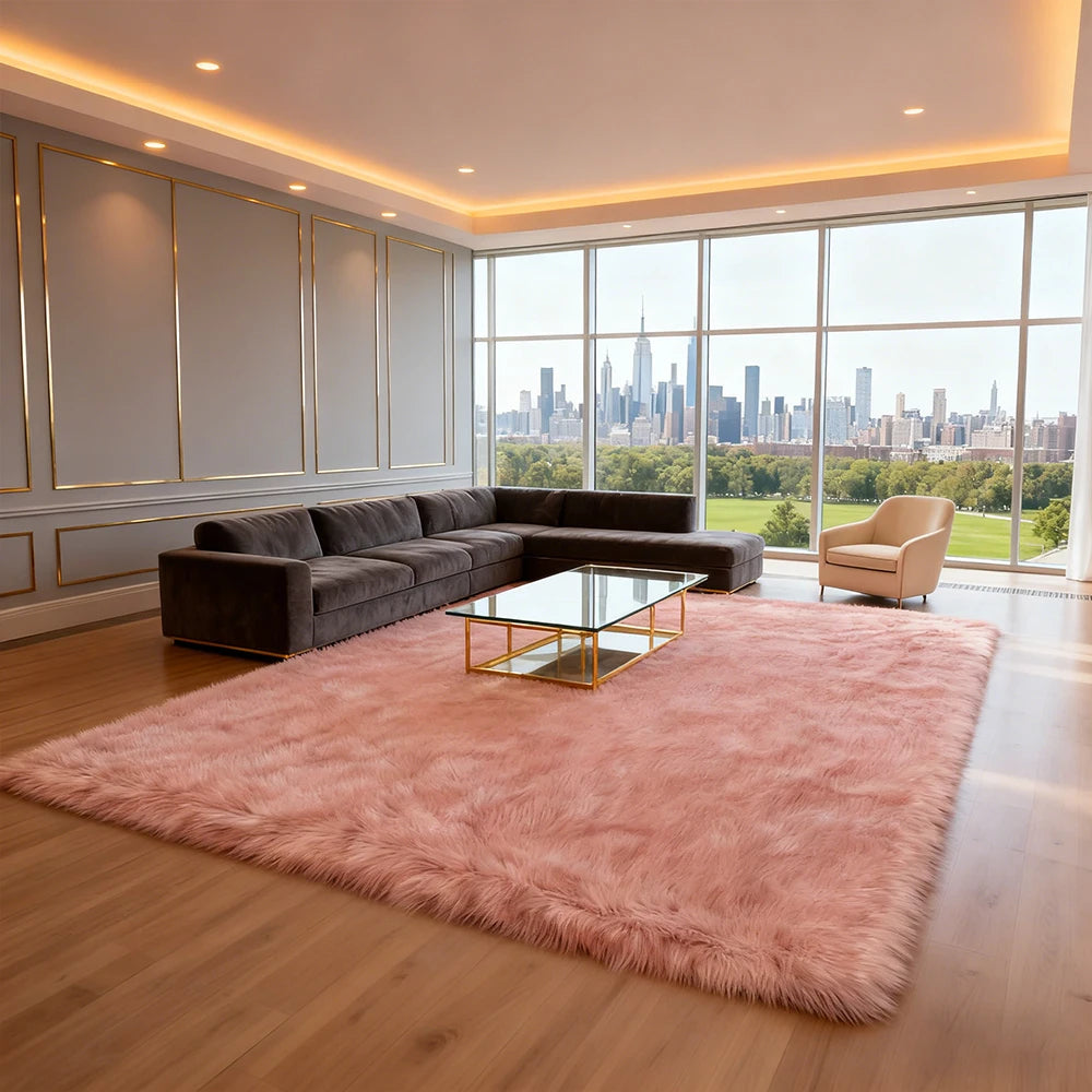 10x12 Fluffy Black Sheepskin Area Rug