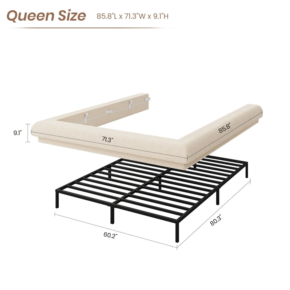 Full Queen King Cloud Platform Bed Frame