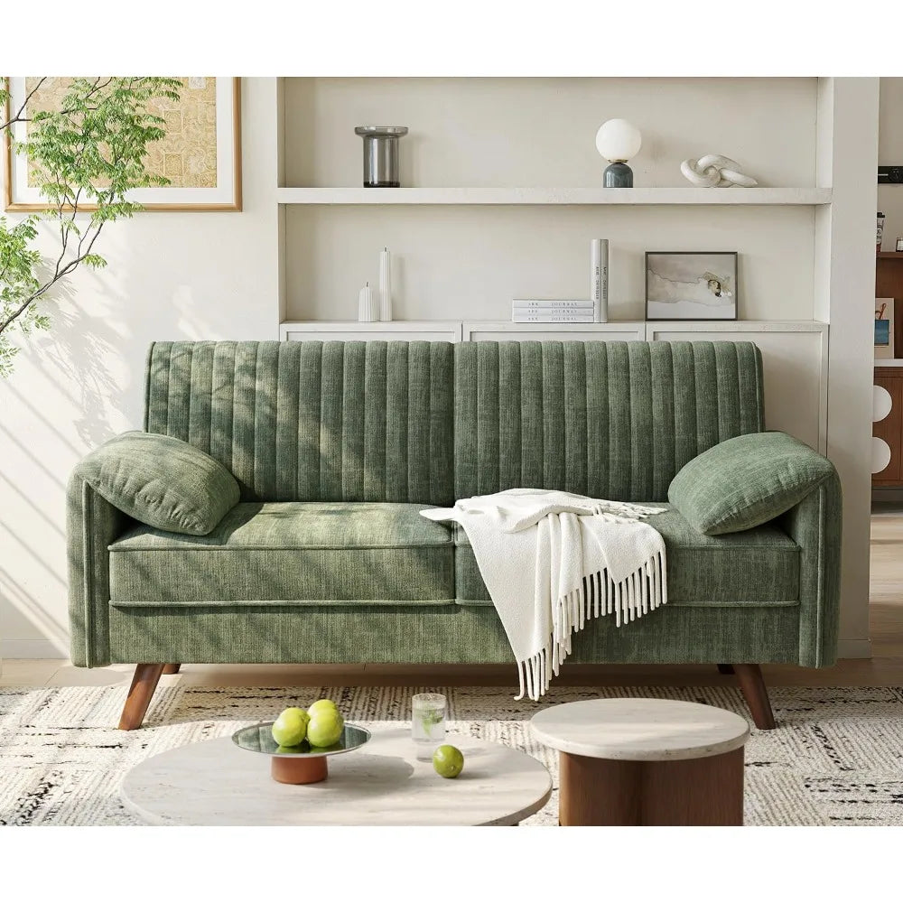 64.5" Loveseat Sofa, Chenille Loveseat Couch with Padded Arms