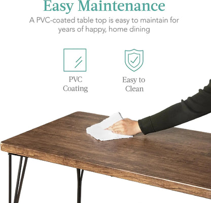 5-Piece Metal and Wood Rectangular Dining Table
