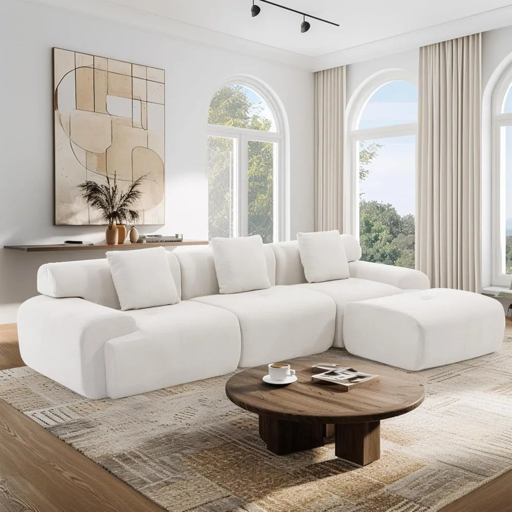 122" Boneless Modular Sectional Sofa with Ottoman