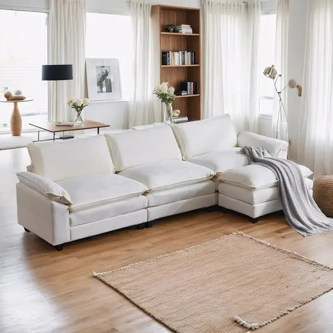 Beautiful Modern Sofa with Ottoman and Slipcover