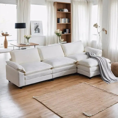 Beautiful Modern Sofa with Ottoman and Slipcover