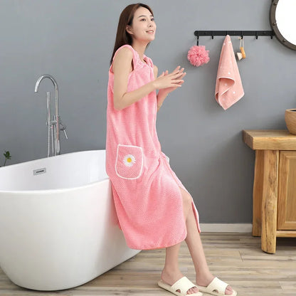 Wearable bathrobe, pure cotton quick drying long washable bath towel