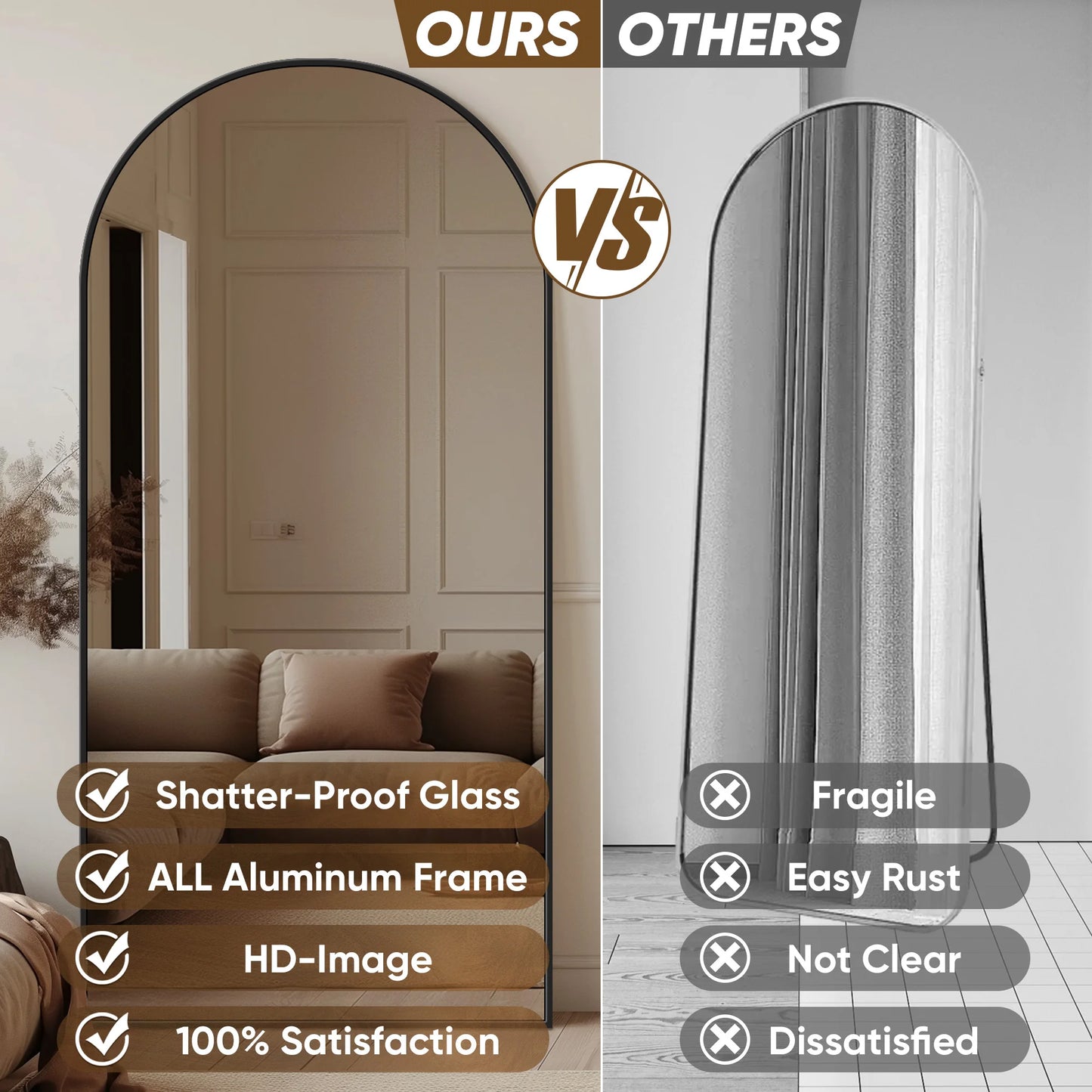 76"x34" Freestanding Full-Length Mirror