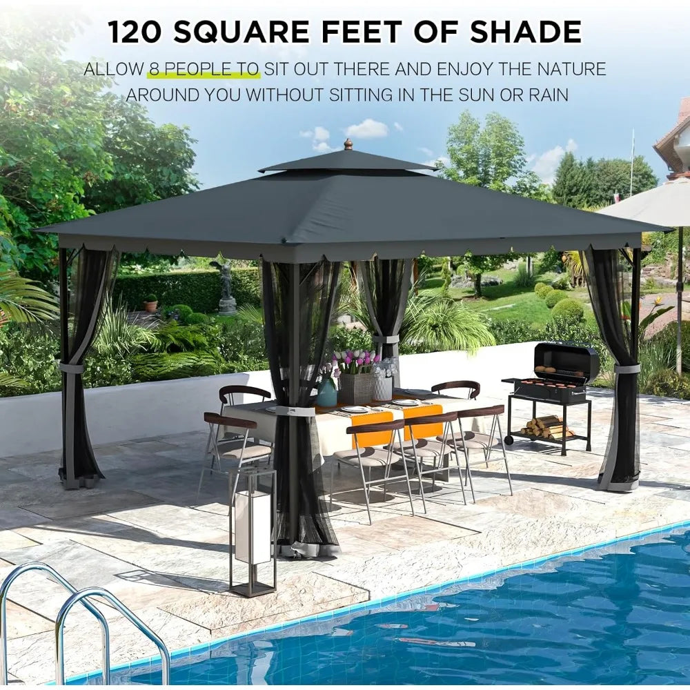 [Upgraded] 10x12 Gazebo with Mosquito Netting