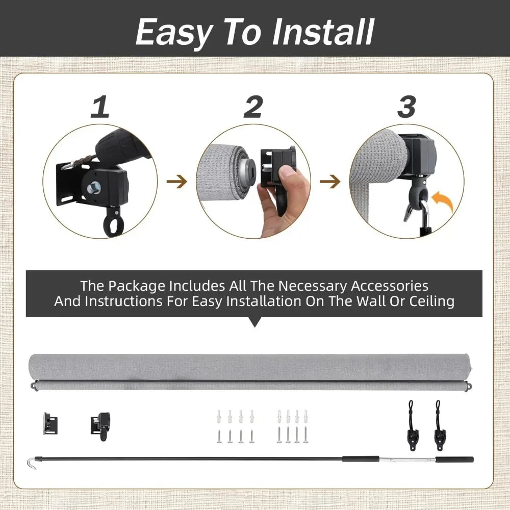 7' W X 8' L Exterior Outdoor Roller Shade with 95% UV Blocker