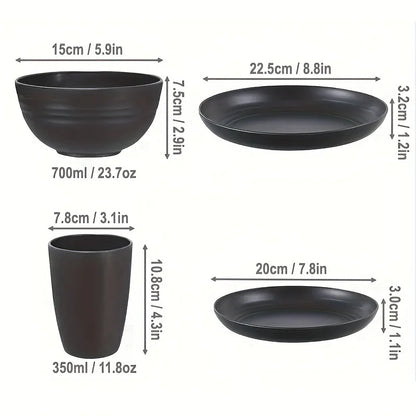 16/32pcs Plastic Tableware Set, Microwave and Dishwasher Safe