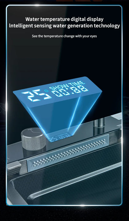 304 Stainless Steel Waterfall Kitchen Sink with Digital Display