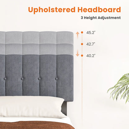 Platform Bed with Headboard 530LBS Sturdy Slats Support