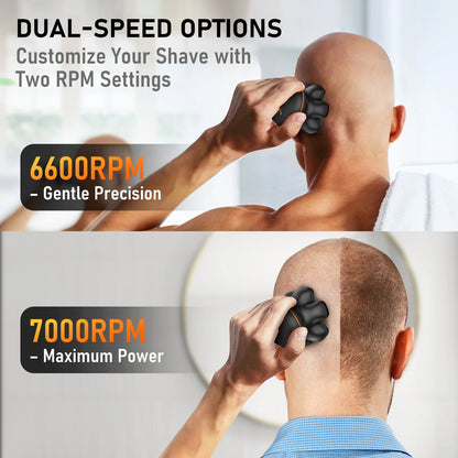 7D Electric Waterproof Head Shaver USB Rechargeable