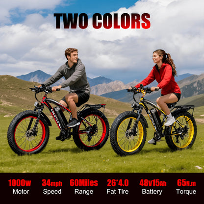 Electric Bike 26"x4.0 All Terrain 34MPH Mountain Bicycle