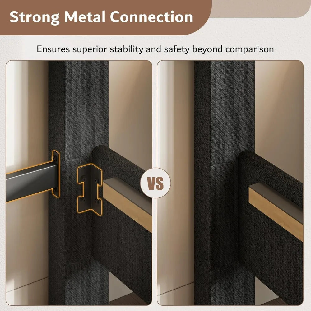 Full Size Bed Frame with Button Tufted Headboard