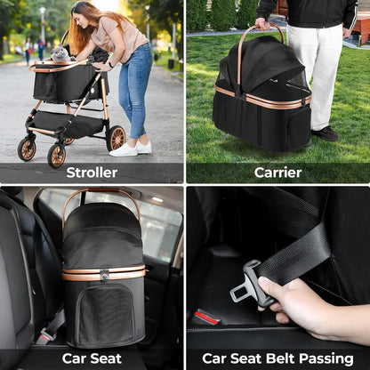 360° Rubber Wheels and Shock Absorption Dog Buggy