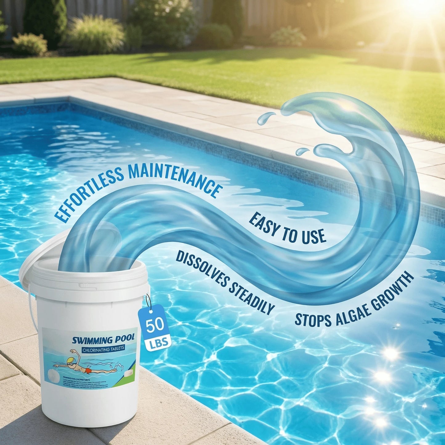50LB 3Inch Chlorine Tablets for Swimming Pools