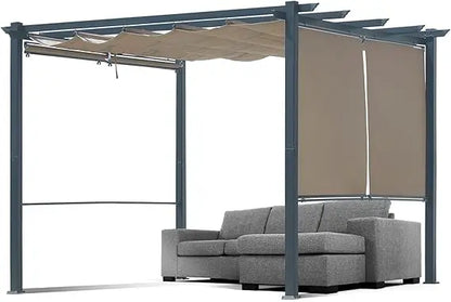 10 x 13 ft Outdoor Pergola with Retractable Shade Canopy
