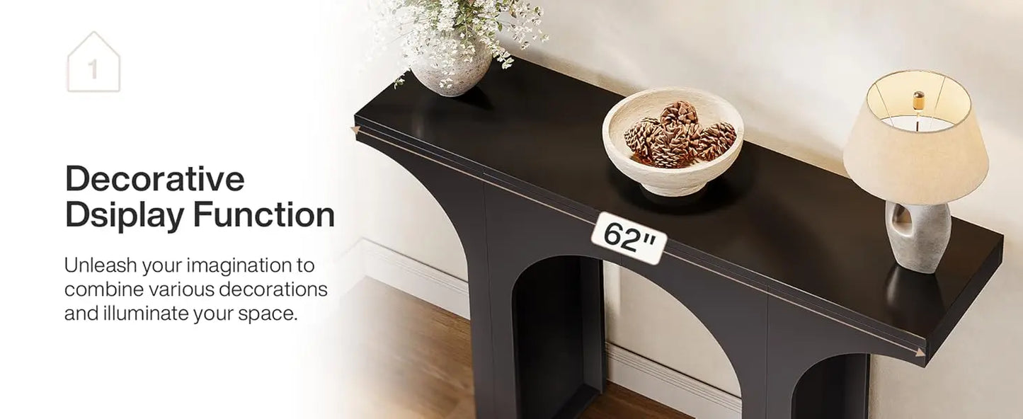 47-Inch Modern Black Console Table for Entryway