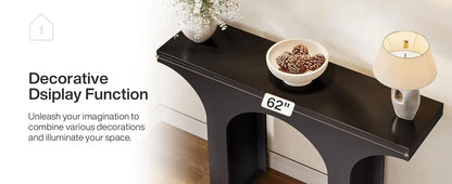 47-Inch Modern Black Console Table for Entryway