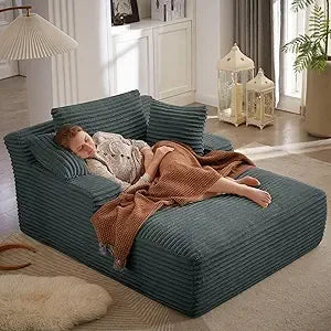 Oversized Chaise Lounge Sofa Bed with Throw Pillows and Armrests