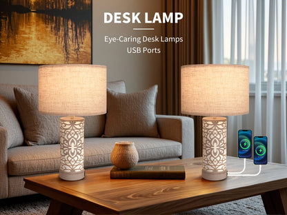 Retro Farmhouse Table Lamp with Multi-Functions