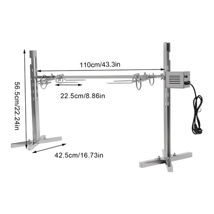 53" Electric BBQ Rotisserie Grill Kit, for Roasting Pig Lamb