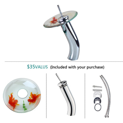 Tempered Glass Bathroom Basin Sink Faucet Combo set