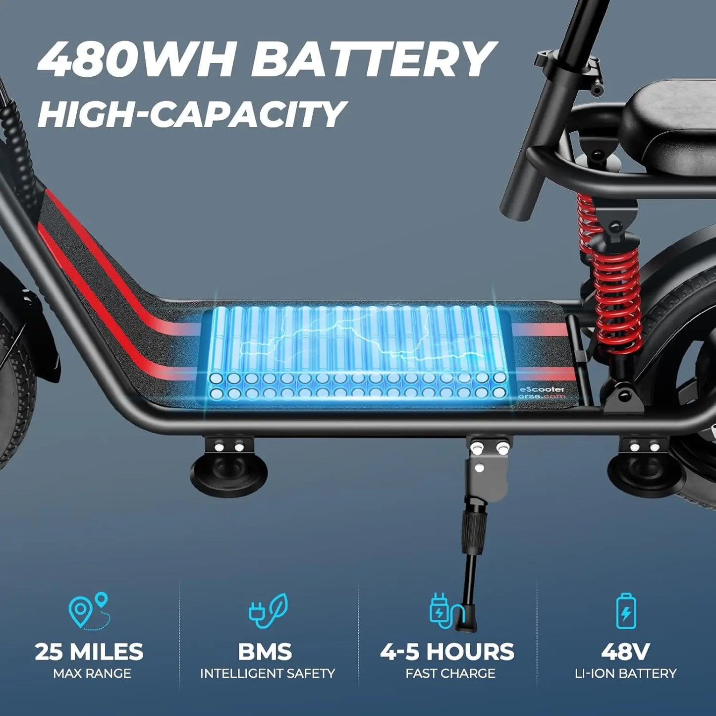 850W peak adult electric scooter with 14-inch tires
