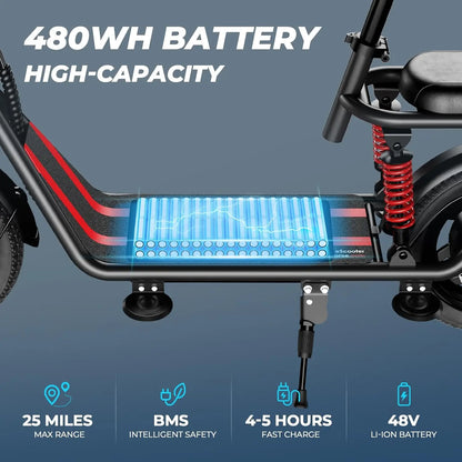 850W peak adult electric scooter with 14-inch tires